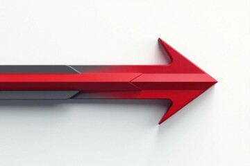 Abstract red-gray arrow pointing right on a white background; futuristic style , red, speed