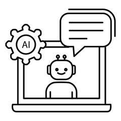 AI Chatbot Video Call Interface Vector Icon Design with Editable Stroke