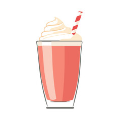 A Simple flat 2D icon milkshake isolated on a white background, vector, flat design, animation design, simple flat 2D icon, minimalist design, clipart