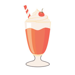 A Simple flat 2D icon milkshake isolated on a white background, vector, flat design, animation design, simple flat 2D icon, minimalist design, clipart