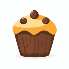 My Simple flat 2D icon muffin with chocolate isolated on a white background, vector, flat design, animation design, simple flat 2D icon, minimalist design, clipart