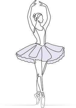 ballerina in continuous line drawing clip art preview