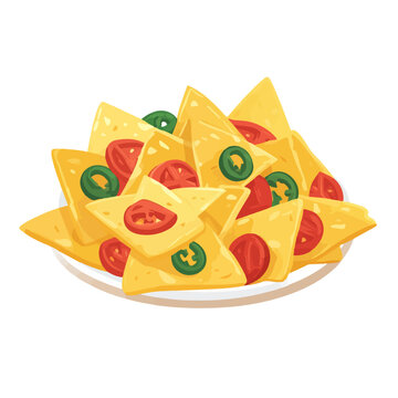 yellow nachos with tomatoes and jalapenos clip art preview