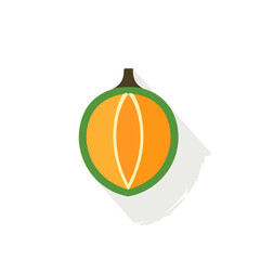 Very Simple flat 2D icon papaya isolated on a white background, vector, flat design, animation design, simple flat 2D icon, minimalist design, clipart	