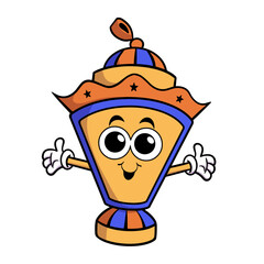 vector illustration of a cartoon character with lampion lantern ramadan kareem