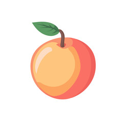 Very Simple flat 2D icon peach isolated on a white background, vector, flat design, animation design, simple flat 2D icon, minimalist design, clipart	