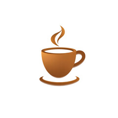classic steaming coffee cup with smooth brown shading and elegant curves, high quality png isolated on transparent background