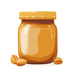 Very Simple flat 2D icon jar of peanut butter isolated on a white background, vector, flat design, animation design, simple flat 2D icon, minimalist design, clipart	