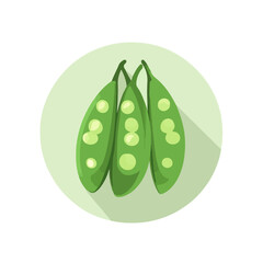 Very Simple flat 2D icon green peas isolated on a white background, vector, flat design, animation design, simple flat 2D icon, minimalist design, clipart	