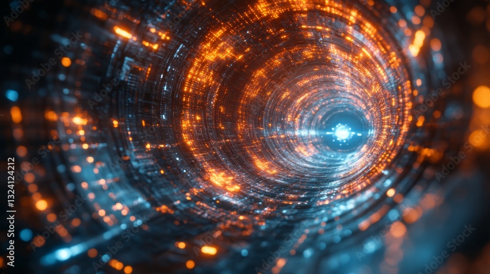 Fototapete Visualizes a digital representation of quantum computing concepts such as superposition, entanglement, and decoherence.