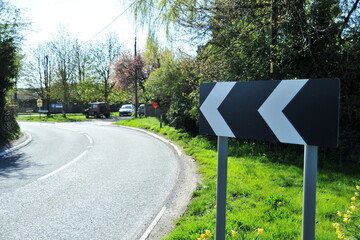 Road sign informing of a sharp curve