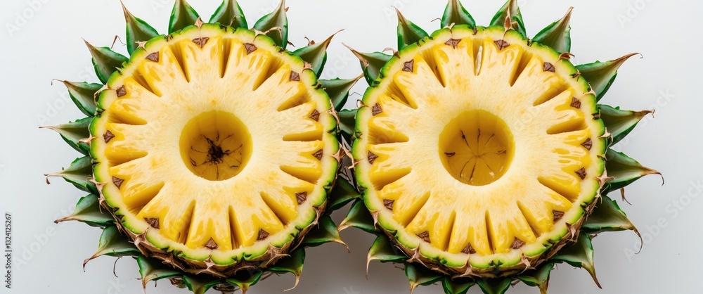 Poster pineapple with slices and an isolated clipping path