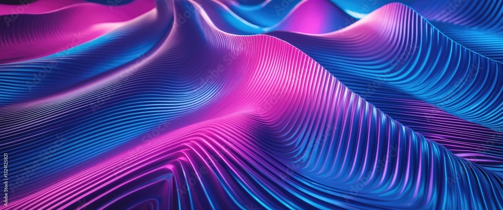 Canvas Prints illuminated corrugated shapes in pink and blue. abstract geometric background.