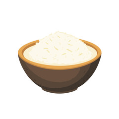 Very Simple flat 2D icon rice pudding on dark bowl isolated on a white background, vector, flat design, animation design, simple flat 2D icon, minimalist design, clipart	