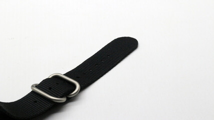 Black nylon watch strap isolated