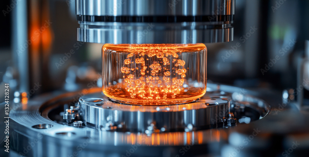 Poster A quantum computing device showcases qubits in superposition.