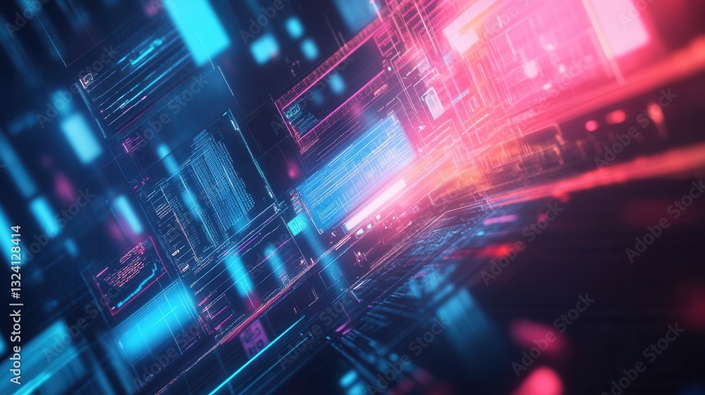 Poster futuristic mixed reality background featuring augmented reality ui elements and holographic layers i