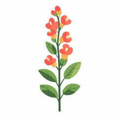 Very Simple flat 2D icon snapdragon branch isolated on a white background, vector, flat design, animation design, simple flat 2D icon, minimalist design, clipart