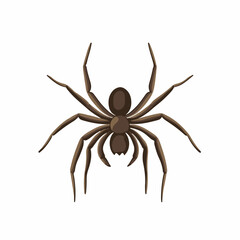 Very Simple flat 2D icon brown spider isolated on a white background, vector, flat design, animation design, simple flat 2D icon, minimalist design, clipart	