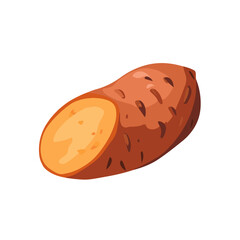 A Simple flat 2D icon sweet potato isolated on a white background, vector, flat design, animation design, simple flat 2D icon, minimalist design, clipart