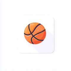Simple Flat Icon of a Basketball on a Light Background
