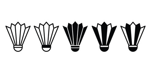 Shuttlecock Icons Vector Design Black White Color Illustration on White Background