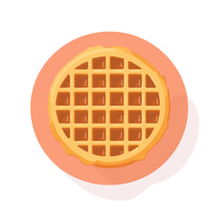 Very Simple flat 2D icon circle waffle isolated on a white background, vector, flat design, animation design, simple flat 2D icon, minimalist design, clipart	
