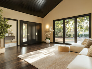 Obraz premium Modern interior with natural lighting and minimalist design elements in a spacious living area