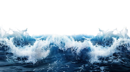 Realistic ocean waves splashing with transparent background