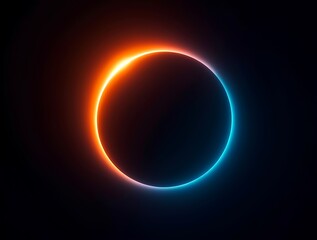 A futuristic neon eclipse with a dual-tone glow, blending warm orange and cool blue hues. The smooth gradient effect adds a sense of energy and motion
