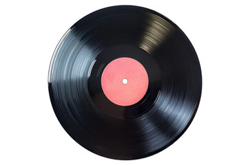 Obraz premium Vinyl record resting on a flat surface, capturing the essence of classic music nostalgia isolated on transparent background