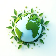 Obraz premium Earth Day 3D Eco Concept with Globe & Greenery