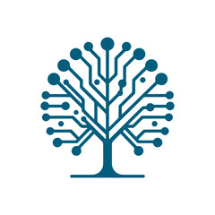 abstract Circuit Board Tree. for education learning and technology business company logo.