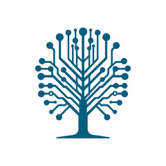 abstract Circuit Board Tree. for education learning and technology business company logo.