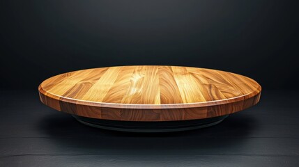 Obraz premium Wooden serving platter on a dark background