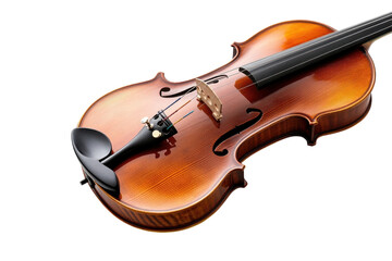 Fototapeta premium Crafted elegance shines in a beautifully polished violin resting on a white surface isolated on transparent background