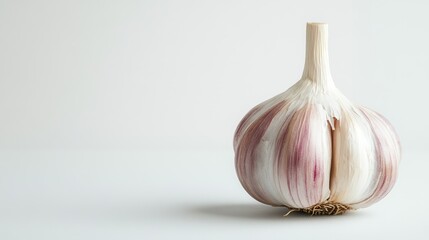 garlic with a very nice shape on a white background with copy space on the right side