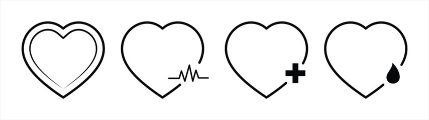Obraz premium Heart Icons Representing Health, Medicine, and Life Vector Illustration