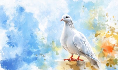 Fototapeta premium A white dove against the sky. religion, soul, symbolism. Copy space