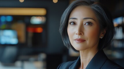 Naklejka premium Confident Asian Businesswoman Portrait in Modern Office
