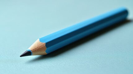 A slender blue pencil rested poised on a smooth turquoise background, its tip poised to capture a fleeting thought on paper.
