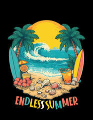 T-shirt Design for summer on black