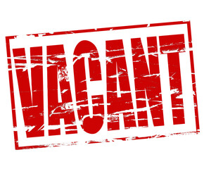 Digital composite...Red rubber stamp effect with the word vacant (vacancy in French) in impact font...