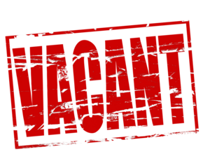 Digital composite...Red rubber stamp effect with the word vacant (vacancy in French) in impact font lettering. .