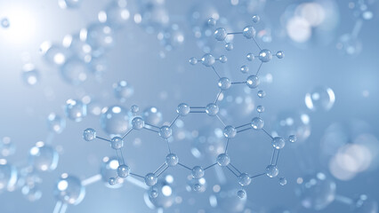 desmethylclozapine molecular structure 3d, antipsychotics structural chemical formula view from a microscope