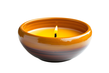 Tea light candle isolated on PNG transparent background.
