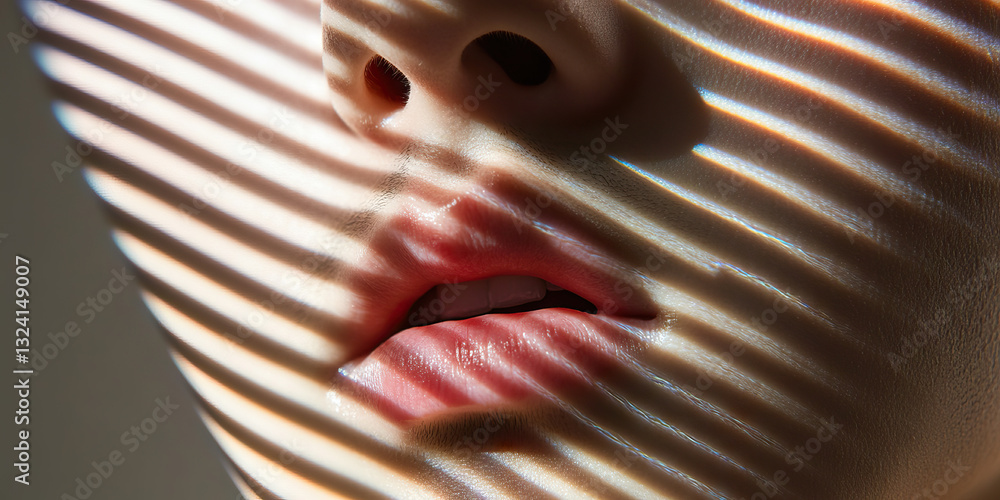 Poster close-up of face with diagonal light pattern