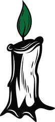 vector illustration of a burning candle.The candle is drawn with one continuous line.