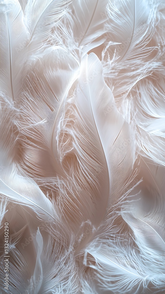 Poster white feathers soft texture background image