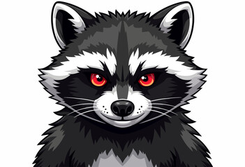 Fototapeta premium The Masked Marauder: Find the Perfect Raccoon Head Vector for Your Esports Team, Urban Apparel Line, or Crafting Project, Projecting a Cool, Cunning, and Street-Smart Image.